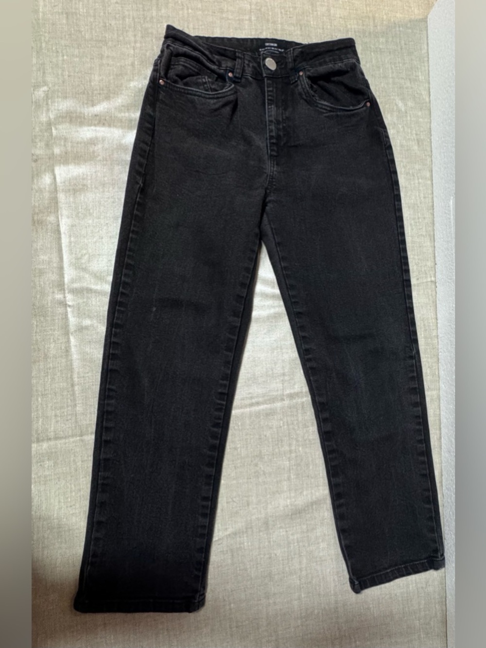 Cotton On Black High-Waist  STRETCH Straight Jeans Women